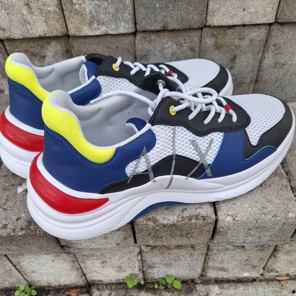 Armani Exchange Side Logo Multicolor Red Blue Yellow Athletic Sneakers 12